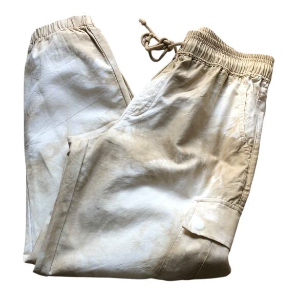 Promesa Beige White Tie Dye Cargo Jogger Pants Drawstring Women's Size Small - Picture 6 of 13